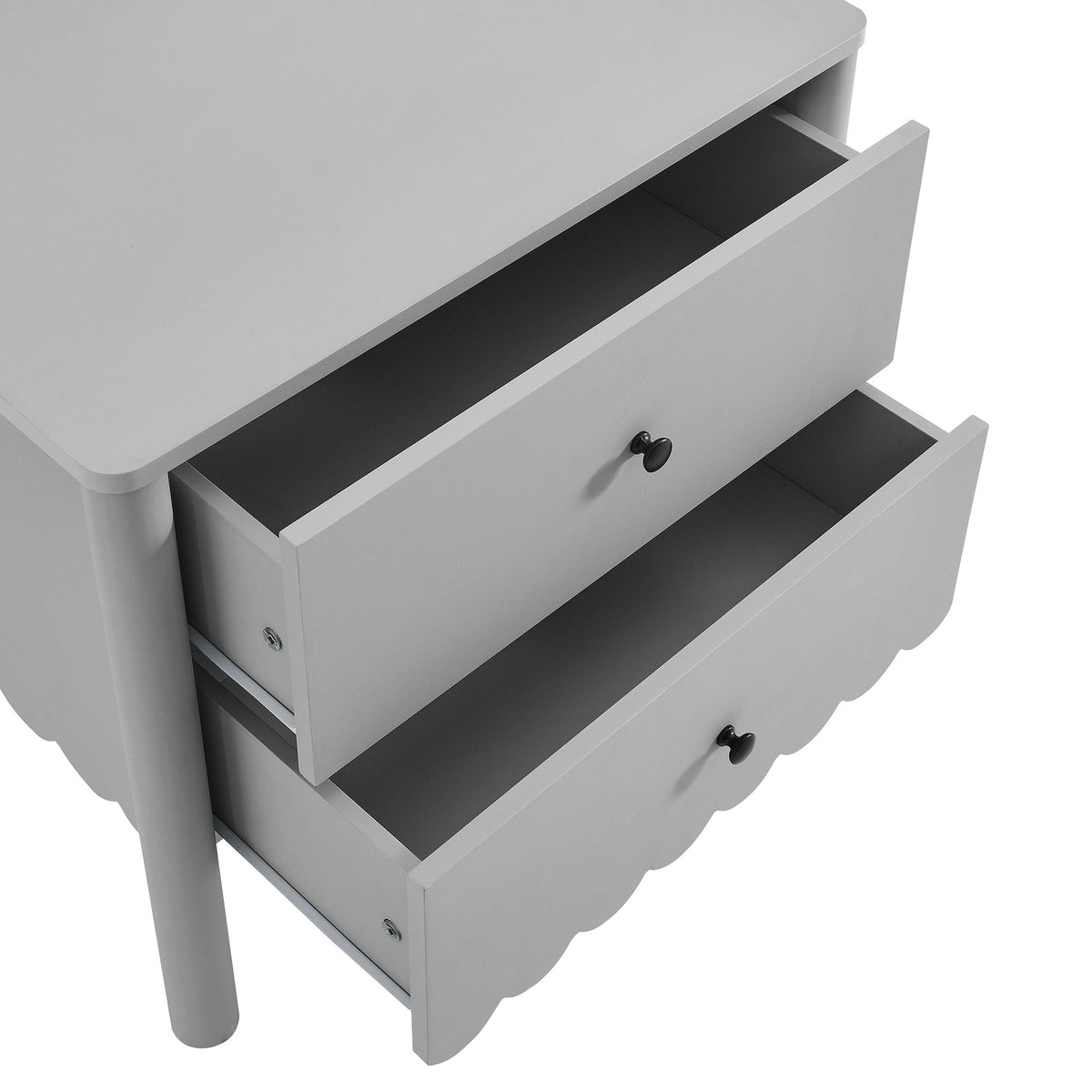 Emmeline scalloped 2-drawer nightstand Modway in light gray with black knobs on Tampa Home & Garden Store