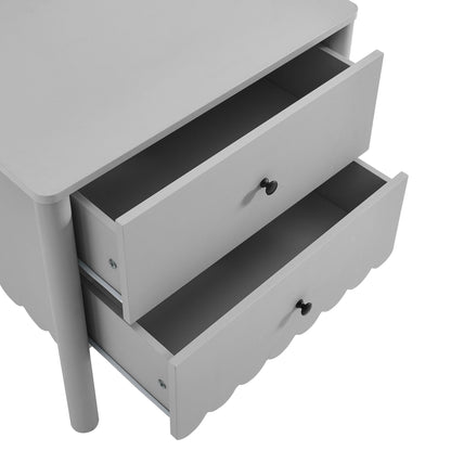 Emmeline scalloped 2-drawer nightstand Modway in light gray with black knobs on Tampa Home & Garden Store