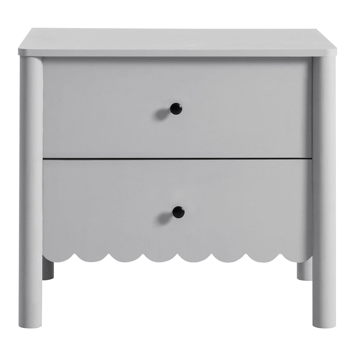 Emmeline scalloped 2-drawer nightstand Modway, light gray with round knobs on Tampa Home & Garden Store