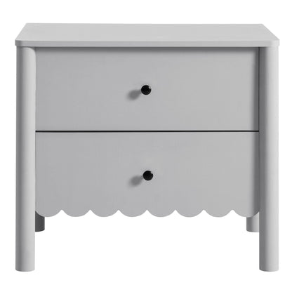Emmeline scalloped 2-drawer nightstand Modway, light gray with round knobs on Tampa Home & Garden Store