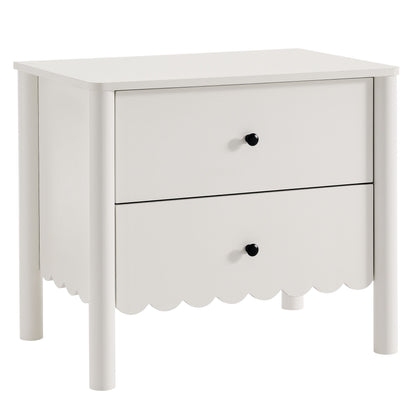 Emmeline Scalloped 2-Drawer Nightstand by Modway, white wood, scalloped apron on Tampa Home & Garden Store