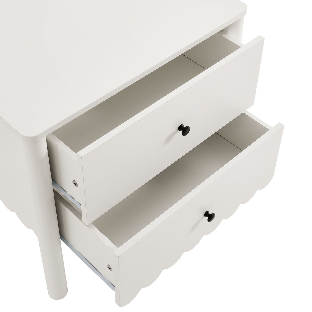 Emmeline scalloped 2-drawer nightstand in white with black knob pulls by Modway on Tampa Home & Garden Store