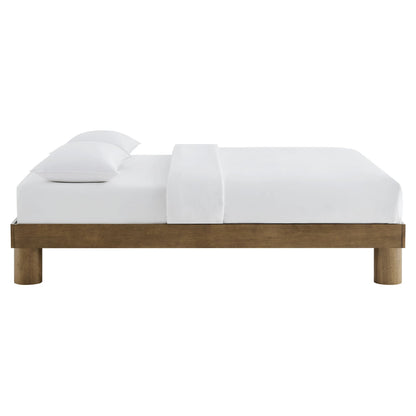 Runa Wood Platform Bed by Modway with natural wood platform frame and white bedding on Tampa Home & Garden Store