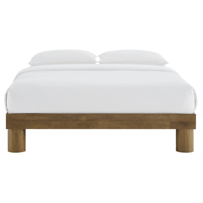 Runa Wood Platform Bed with white bedding and solid wood frame, 2 pillows on Tampa Home & Garden Store