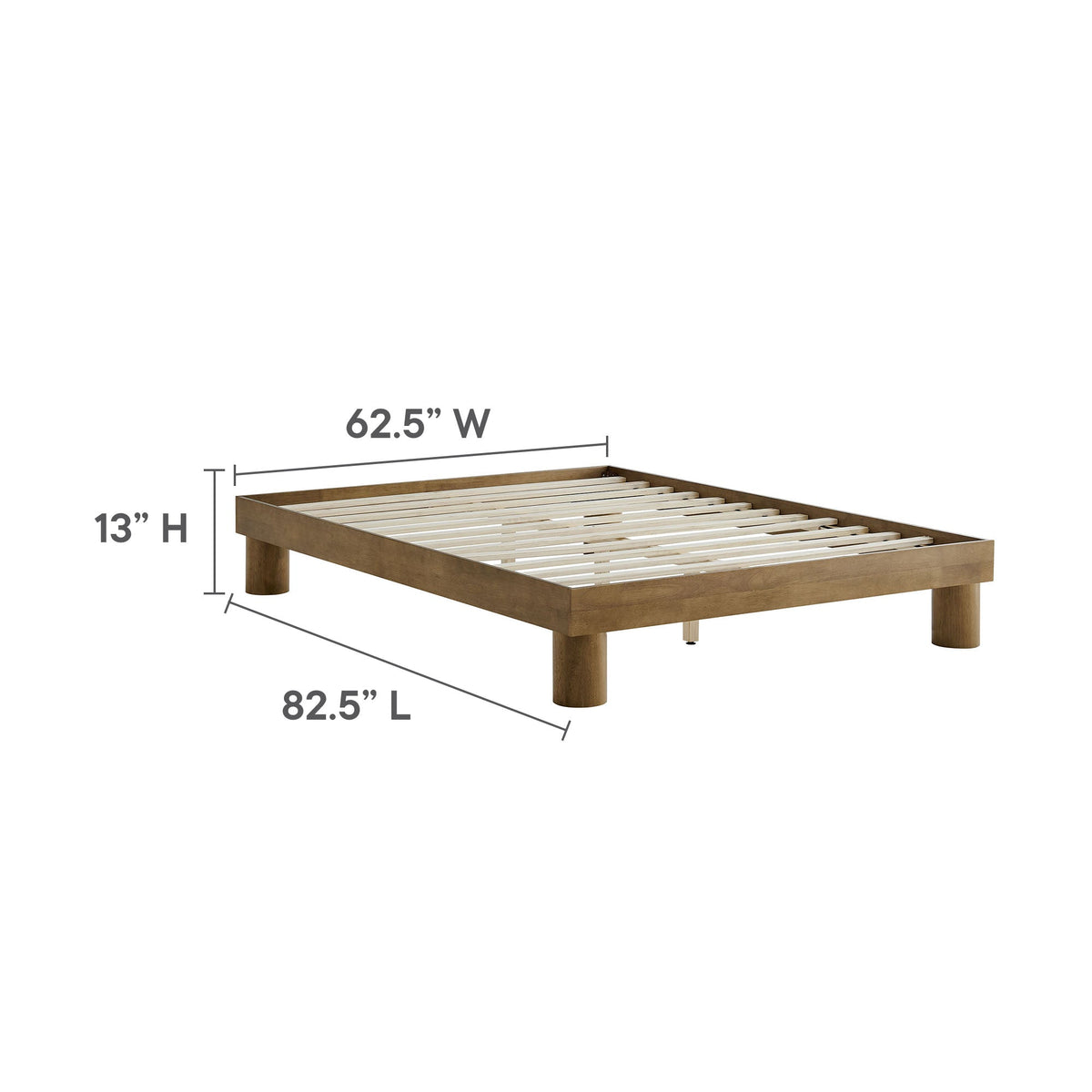 Runa Wood Platform Bed by Modway, wooden slat platform frame in warm brown finish on Tampa Home & Garden Store