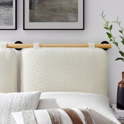 Anela wall-mounted chenille upholstered headboard by HouseOfZazla in cream for a bedroom on Tampa Home & Garden Store