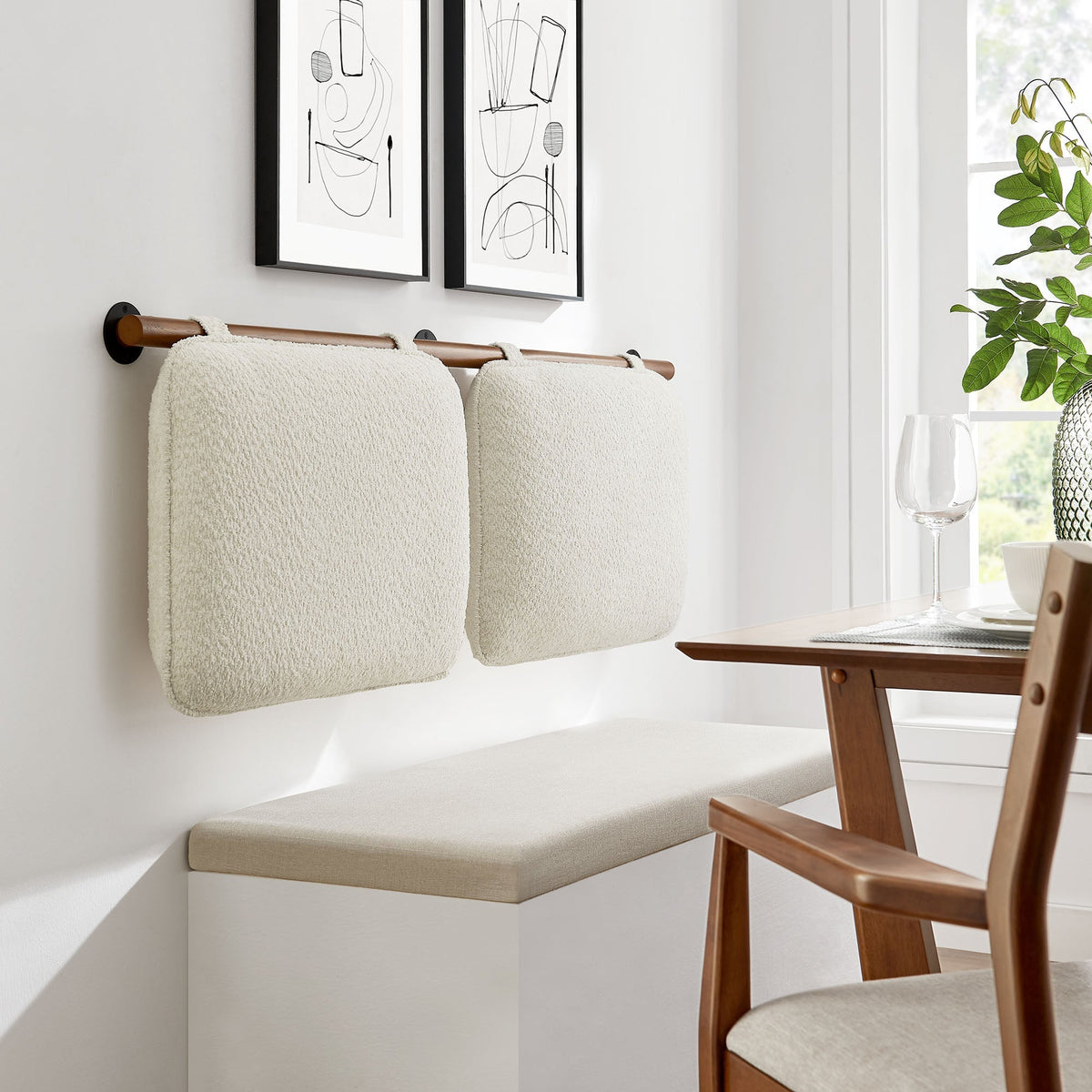 Anela Wall-Mounted Chenille Upholstered Headboard cream upholstery in a modern bedroom on Tampa Home & Garden Store
