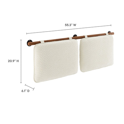 Anela wall-mounted chenille upholstered headboard cream fabric by HouseOfZazla 55.3W x 20.9H on Tampa Home & Garden Store