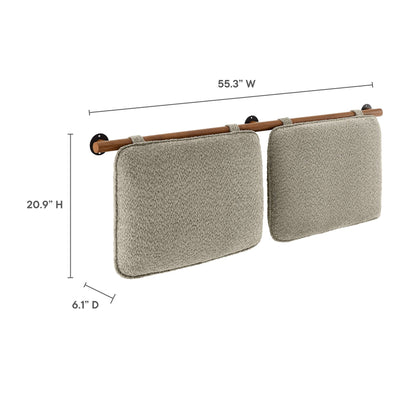 Anela two-panel wall-mounted chenille headboard by HouseOfZazla in taupe gray with wood rod on Tampa Home & Garden Store