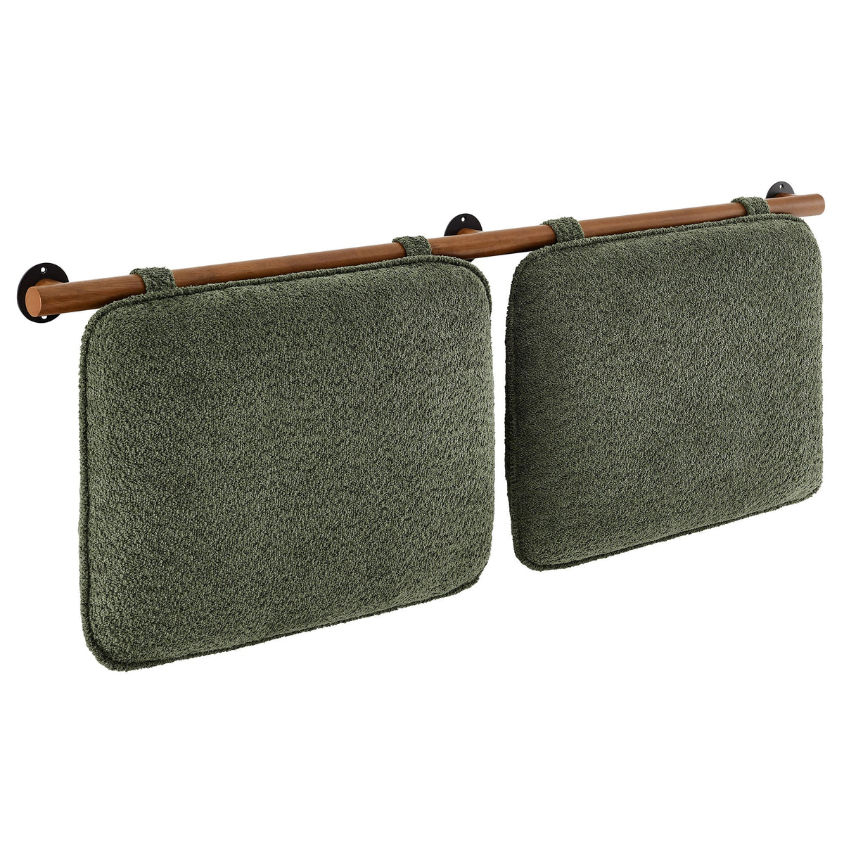 Anela Wall-Mounted Chenille Headboard green two-panel with wood rod HouseOfZazla on Tampa Home & Garden Store