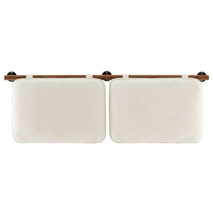 Anela wall-mounted chenille upholstered queen headboard in cream with a wood mounting rod on Tampa Home & Garden Store