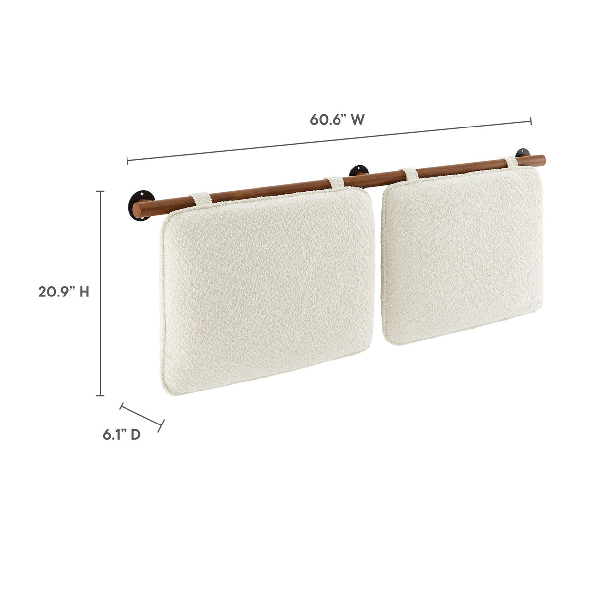 Anela wall-mounted chenille queen headboard two cream panels with rod and black brackets on Tampa Home & Garden Store