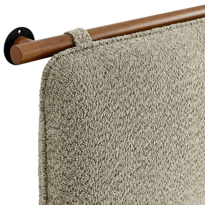 Anela wall-mounted chenille upholstered queen headboard beige fabric with a wooden mounting rod on Tampa Home & Garden Store
