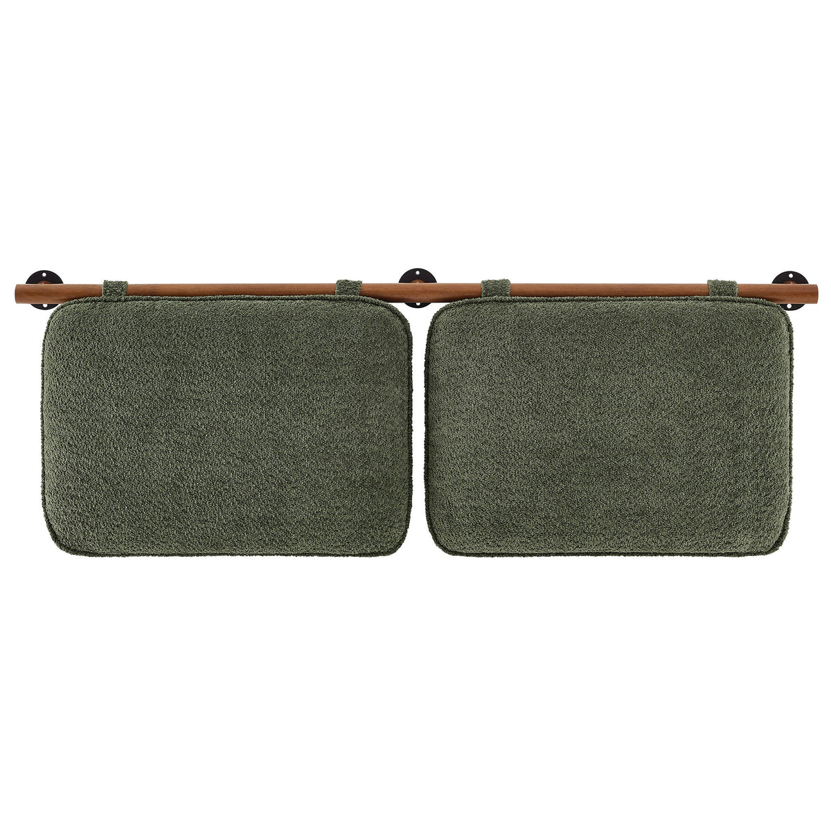 Anela chenille wall-mounted queen headboard pair in green fabric with wood mounting rod Modway on Tampa Home & Garden Store