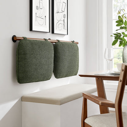 Anela wall-mounted chenille upholstered queen headboard by Modway, green towels on copper rail on Tampa Home & Garden Store