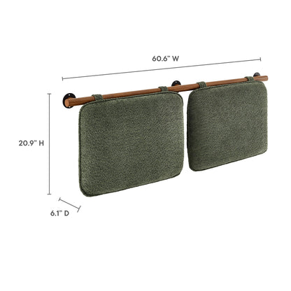 Anela wall-mounted queen headboard pair in green chenille with wood rods and black mounts Modway on Tampa Home & Garden Store