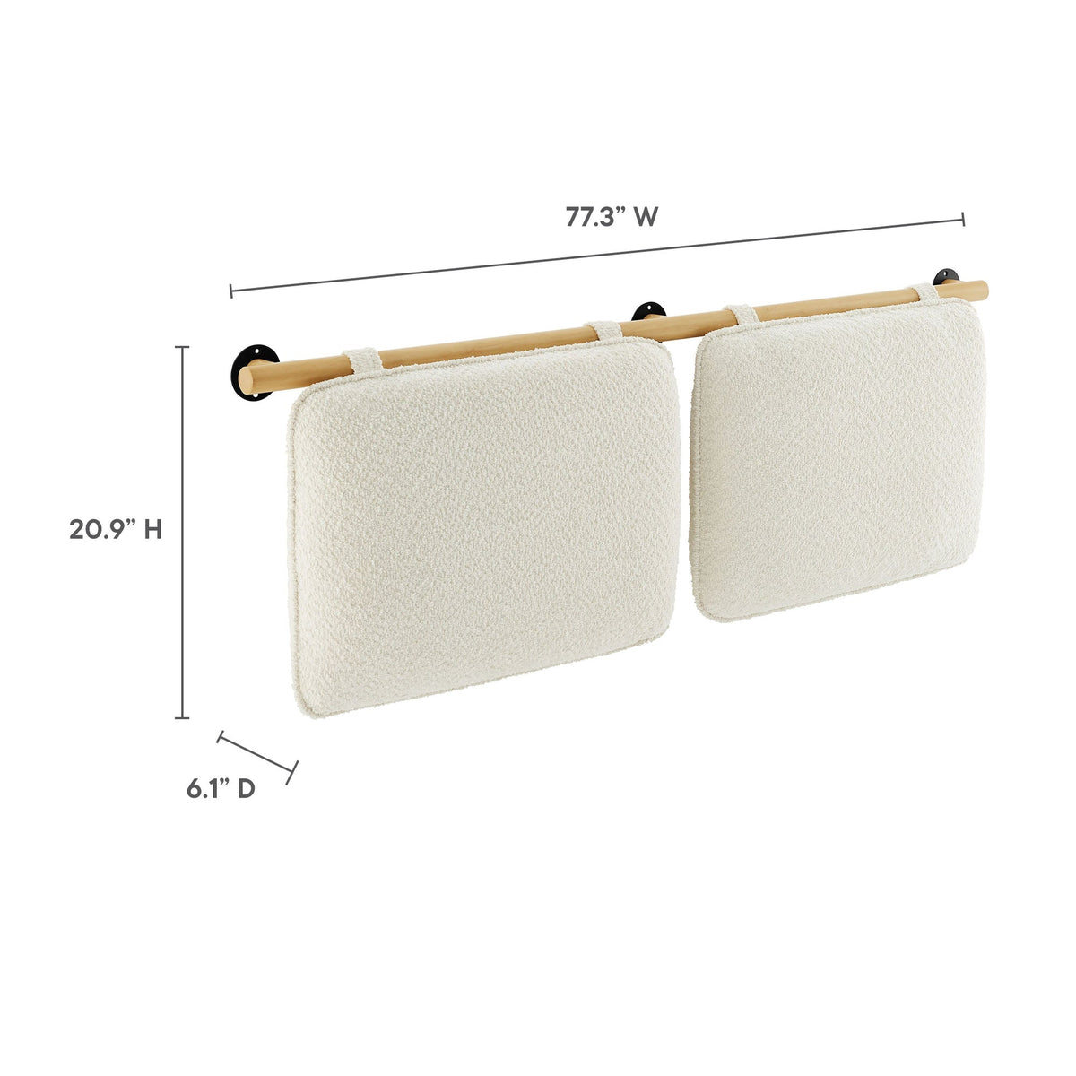 Anela wall-mounted chenille headboard cream fabric by HouseOfZazla with black brackets on Tampa Home & Garden Store