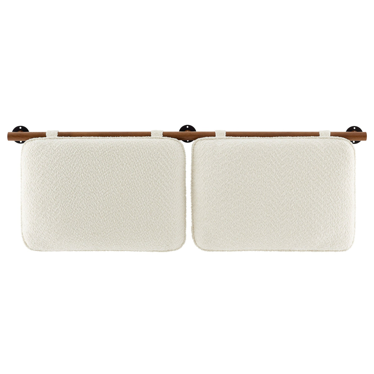 Anela wall-mounted chenille upholstered headboard pair of cream panels on a wooden rod with white ties on Tampa Home & Garden Store