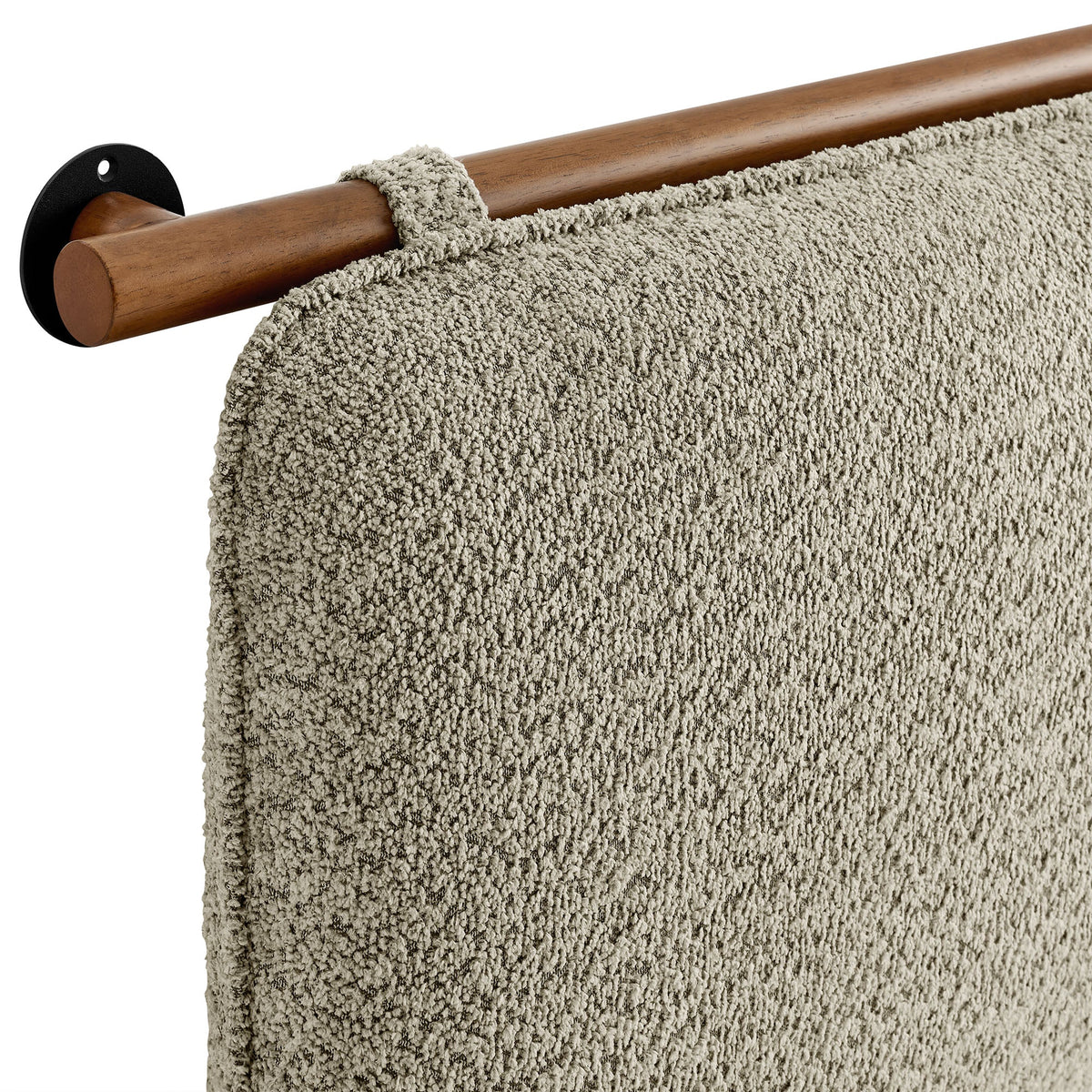 Anela Wall-Mounted Chenille Upholstered Headboard beige fabric, wood mounting rod HouseOfZazla on Tampa Home & Garden Store