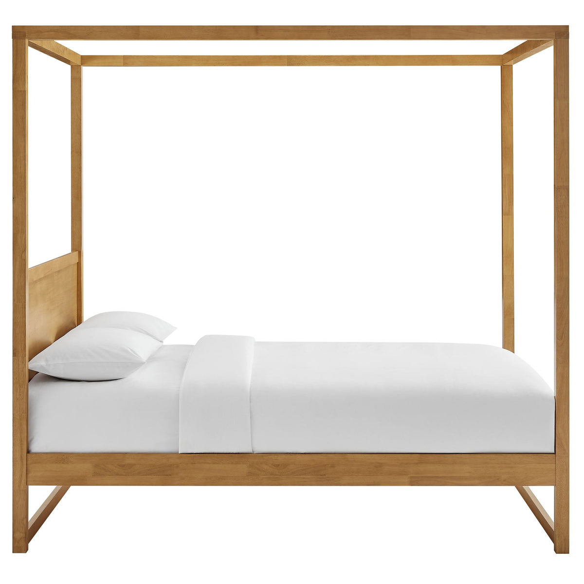 Alva King Wood Canopy Platform Bed in natural oak finish, king size, wood bedstead HouseOfZazla on Tampa Home & Garden Store