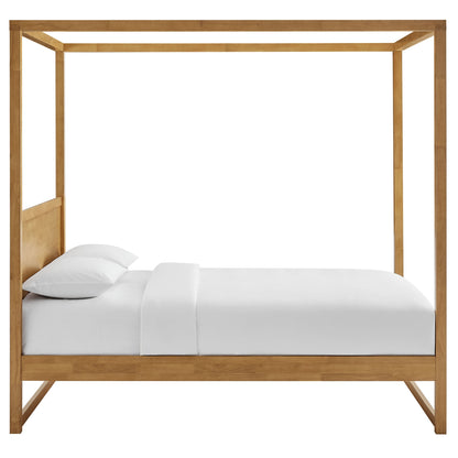 Alva King Wood Canopy Platform Bed in natural oak finish, king size, wood bedstead HouseOfZazla on Tampa Home & Garden Store
