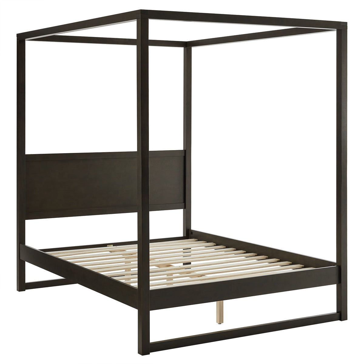 Alva King wood canopy platform bed frame in dark finish with slatted base by Modway on Tampa Home & Garden Store