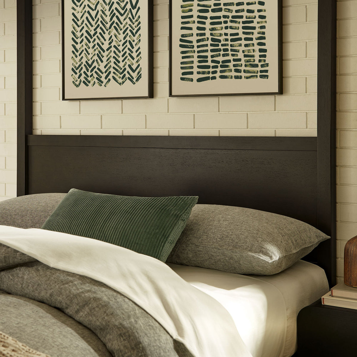 Alva King Wood Canopy Platform Bed by Modway in dark espresso wood with white bedding on Tampa Home & Garden Store