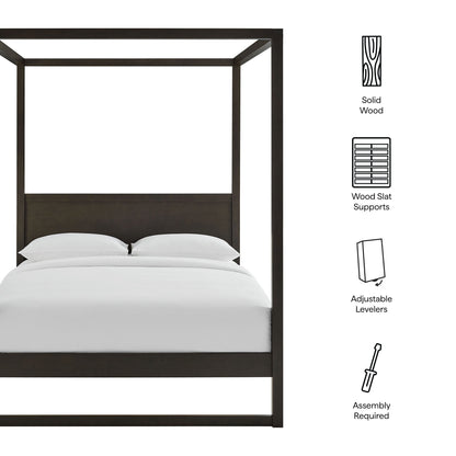 Alva King Wood Canopy Bed by Modway king size dark espresso solid wood canopy frame on Tampa Home & Garden Store