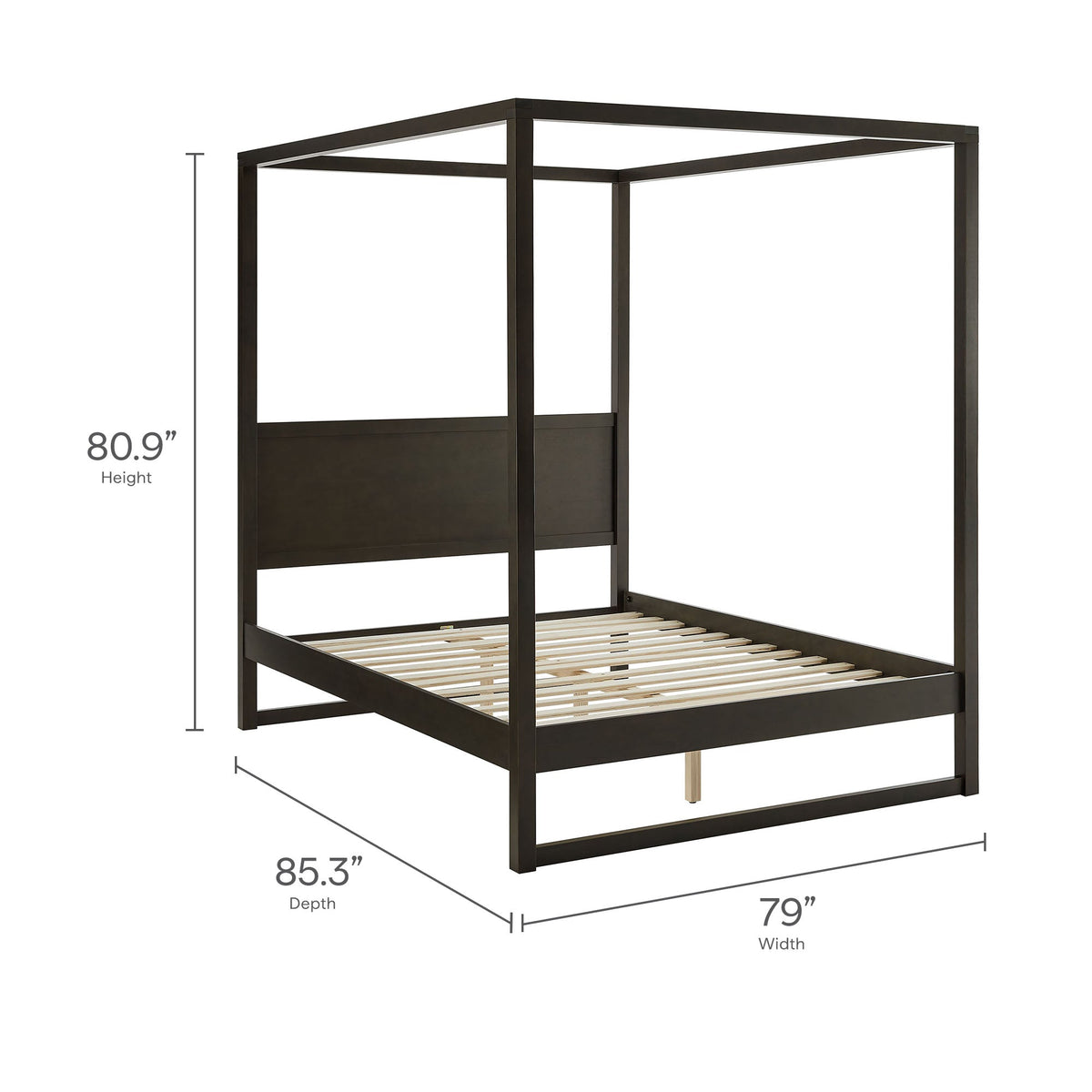 Alva King Wood Canopy Platform Bed frame in dark espresso with slatted base by Modway on Tampa Home & Garden Store
