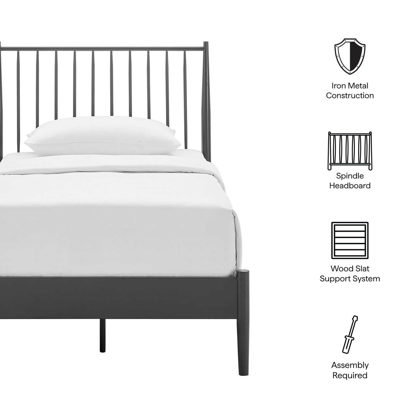 Adair Twin Spindle Iron Platform Bed by Modway