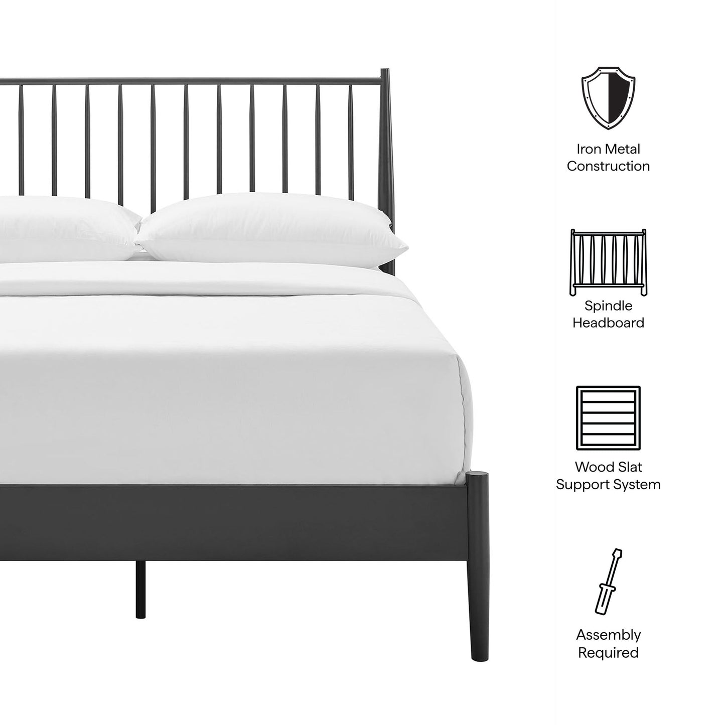 Adair Twin Spindle Iron Platform Bed by Modway