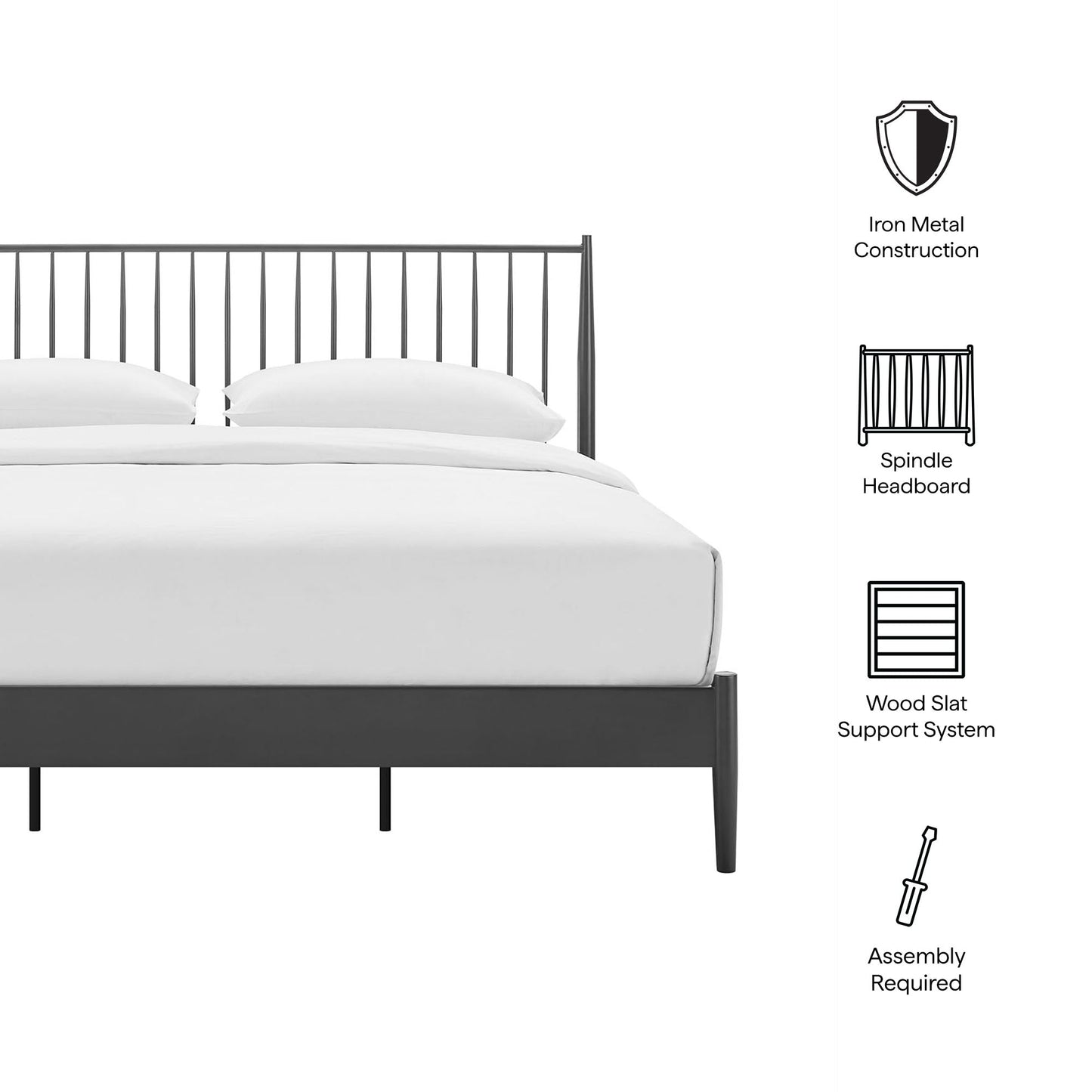 Adair Twin Spindle Iron Platform Bed by Modway