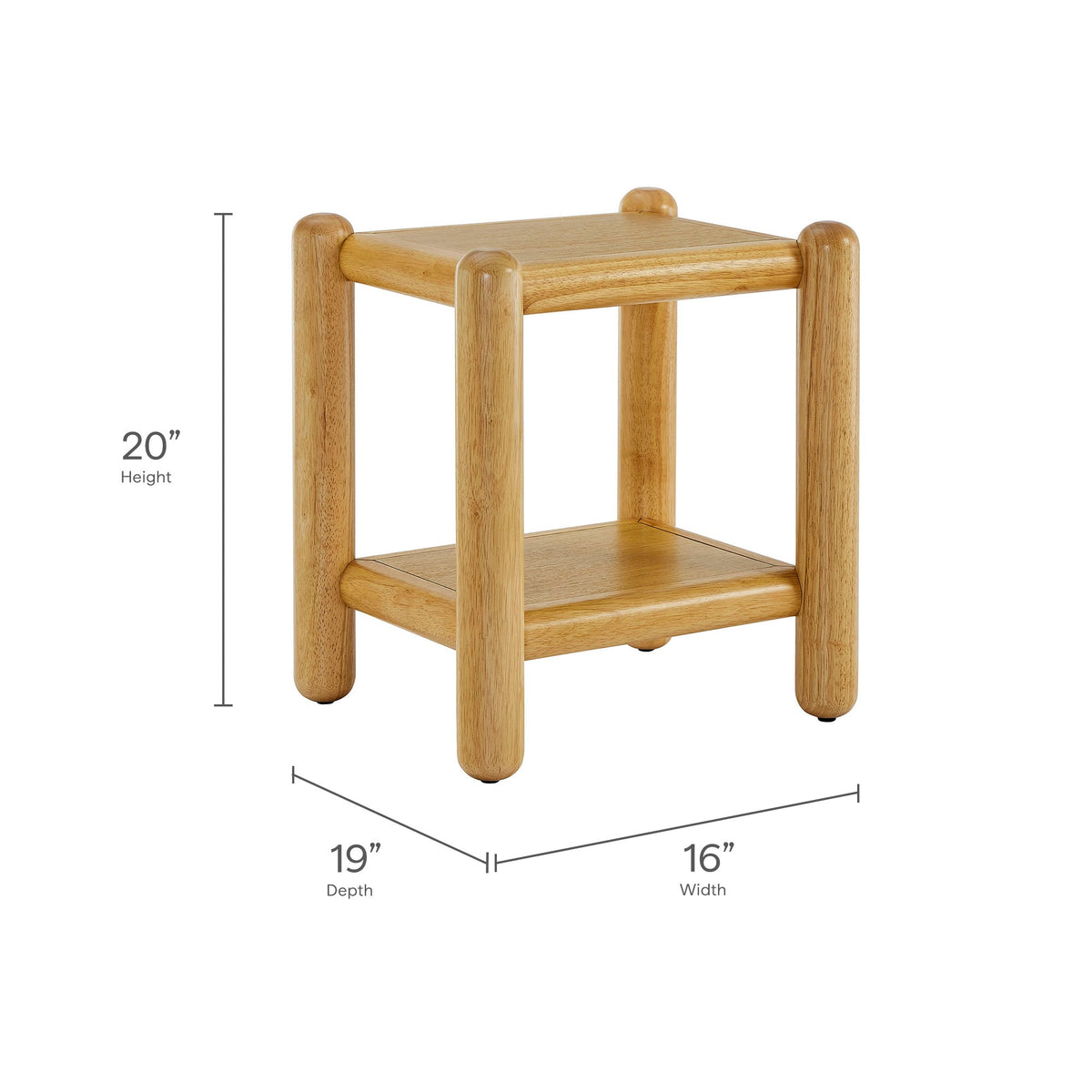 Arcus Rectangular 2-Tier Side Table natural oak finish, bedroom end table HouseOfZazla on Tampa Home & Garden Store