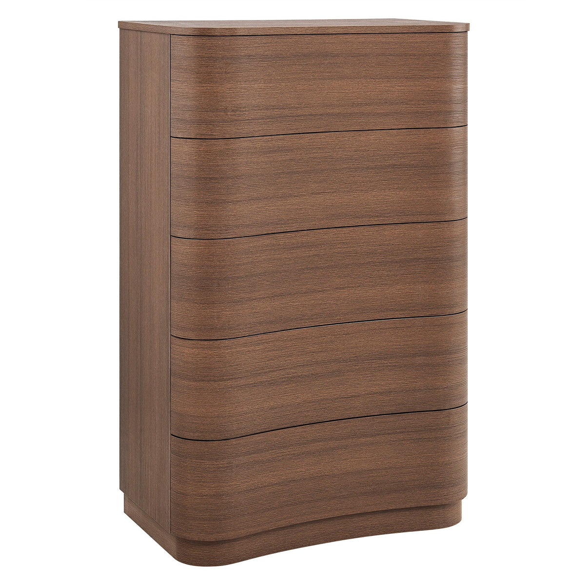 Mirae 5-drawer curved dresser chest in warm brown wood finish by Modway on Tampa Home & Garden Store