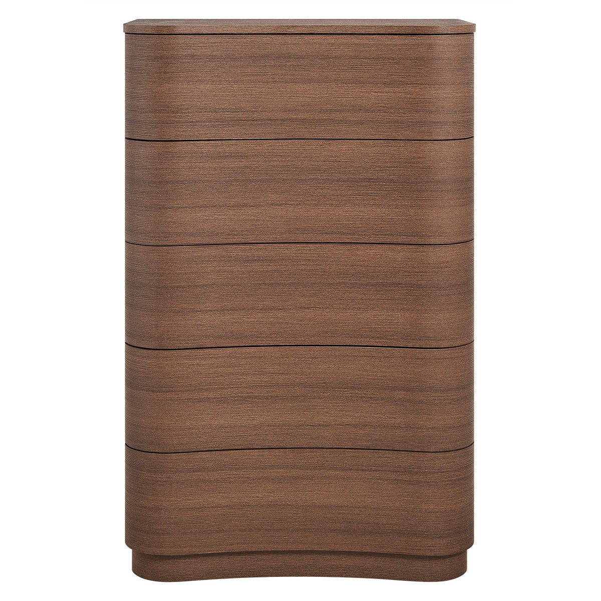 Mirae 5-Drawer Curved Dresser Chest by Modway in brown woodgrain with rounded edges on Tampa Home & Garden Store