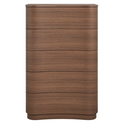 Mirae 5-Drawer Curved Dresser Chest by Modway in brown woodgrain with rounded edges on Tampa Home & Garden Store
