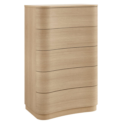 Mirae 5-Drawer Curved Dresser Chest by Modway in light oak finish on Tampa Home & Garden Store