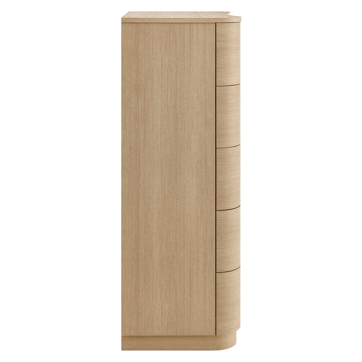Mirae 5-drawer curved dresser chest in light oak finish with rounded front panels by Modway on Tampa Home & Garden Store