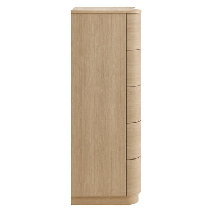 Mirae 5-drawer curved dresser chest in light oak finish with rounded front panels by Modway on Tampa Home & Garden Store