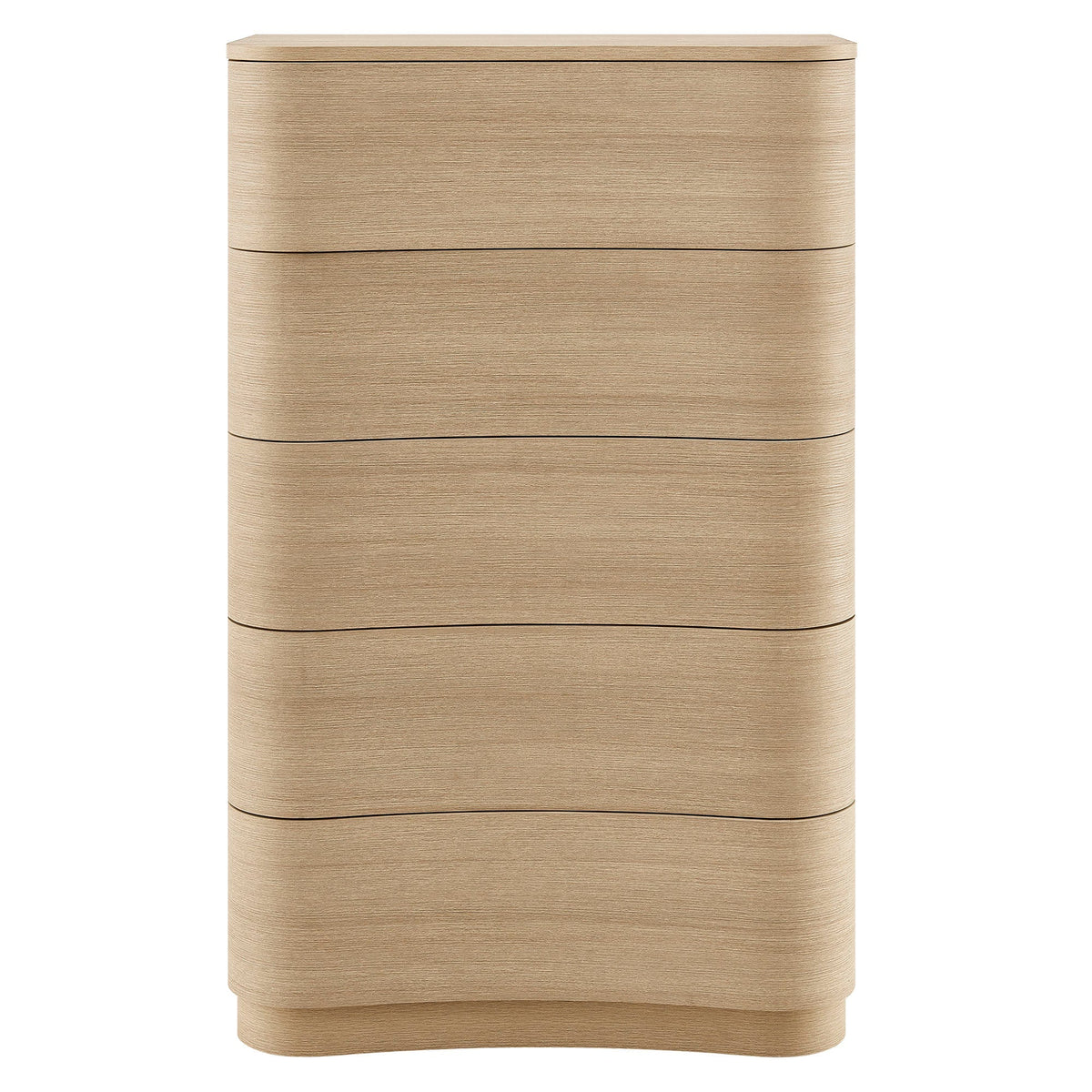 Mirae 5-Drawer Curved Dresser Chest in natural wood veneer, dresser by HouseOfZazla on Tampa Home & Garden Store