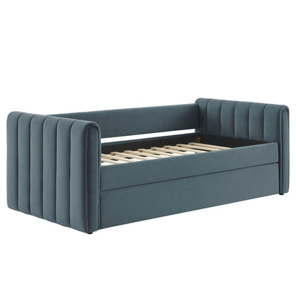 Veyla Tufted Velvet Twin Daybed with Trundle