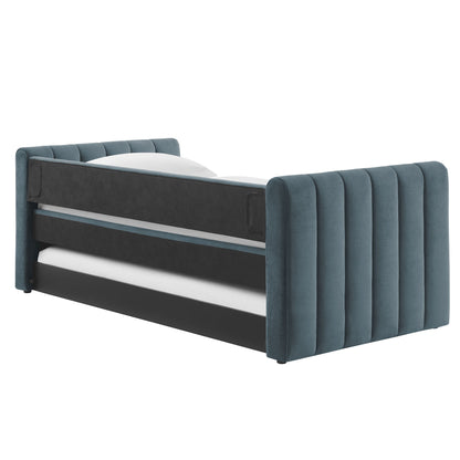 Veyla Tufted Velvet Twin Daybed with Trundle