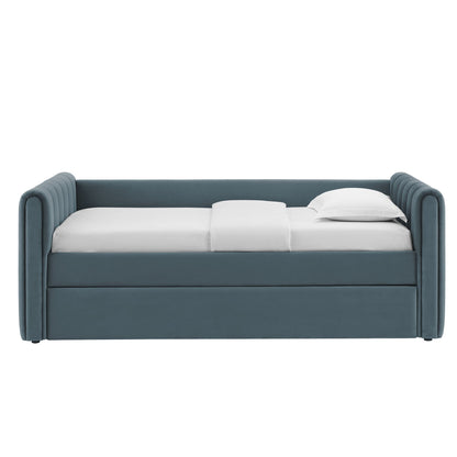 Veyla Tufted Velvet Twin Daybed with Trundle