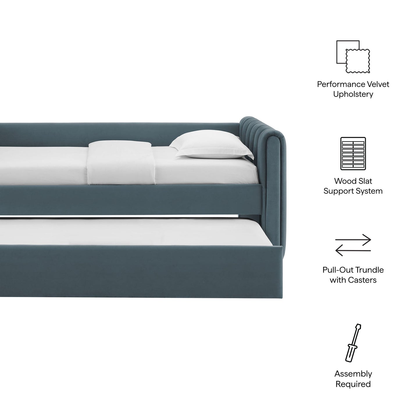 Veyla Tufted Velvet Twin Daybed with Trundle