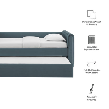 Veyla Tufted Velvet Twin Daybed with Trundle