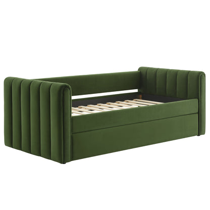 Veyla Tufted Velvet Twin Daybed with Trundle