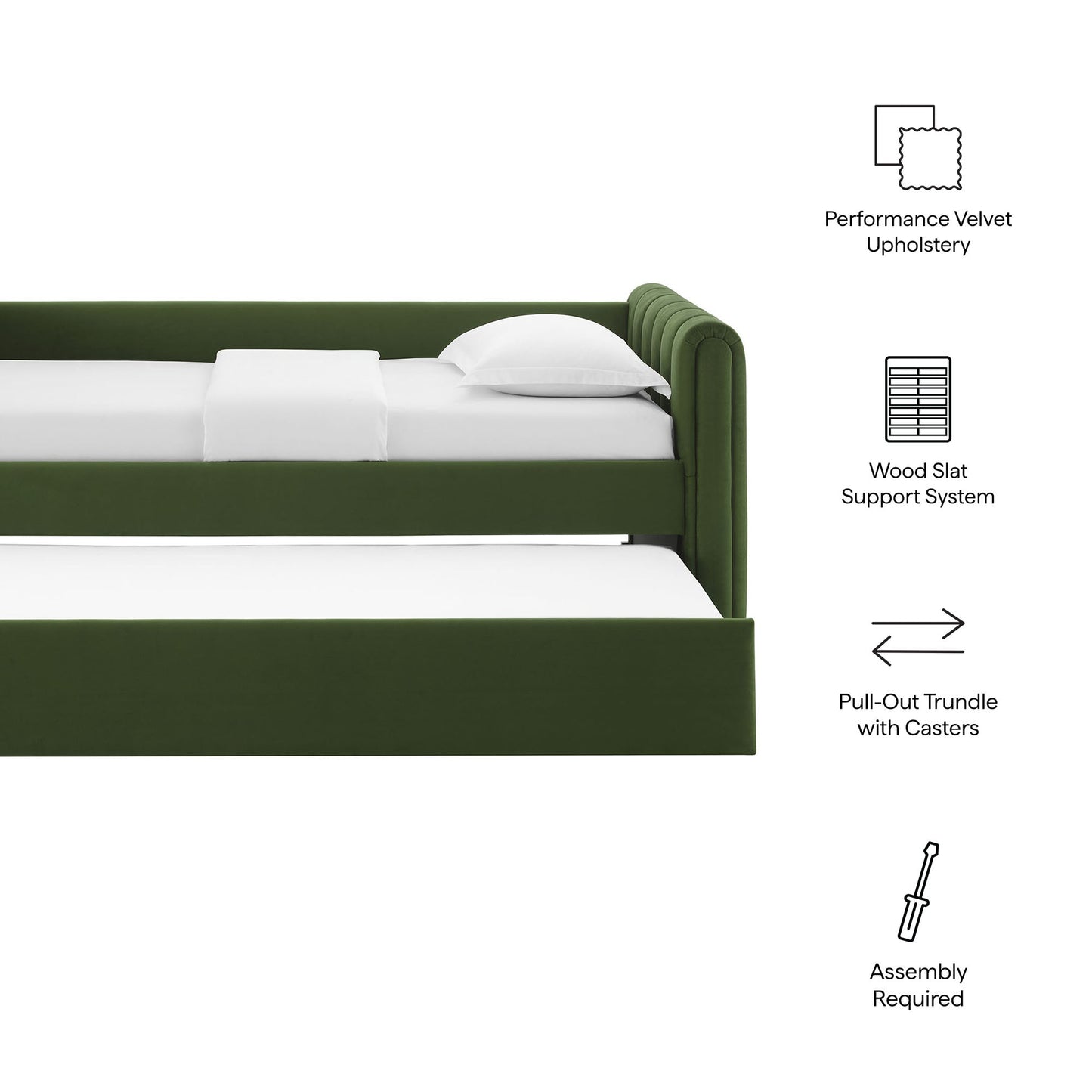 Veyla Tufted Velvet Twin Daybed with Trundle