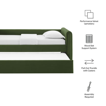 Veyla Tufted Velvet Twin Daybed with Trundle