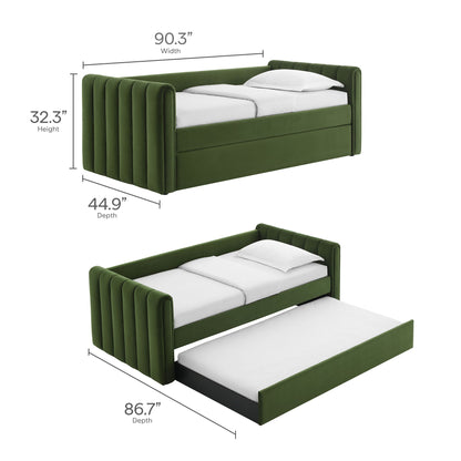 Veyla Tufted Velvet Twin Daybed with Trundle