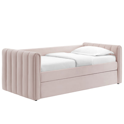 Veyla Tufted Velvet Twin Daybed with Trundle